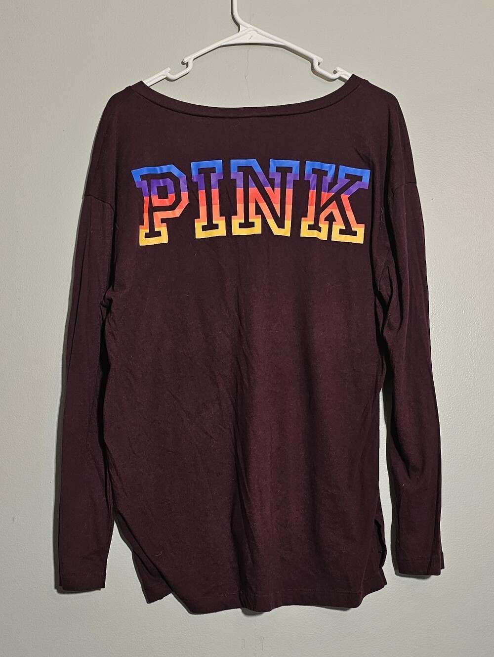 PINK Victoria's Secret Maroon Long-Sleeve Logo Sweater